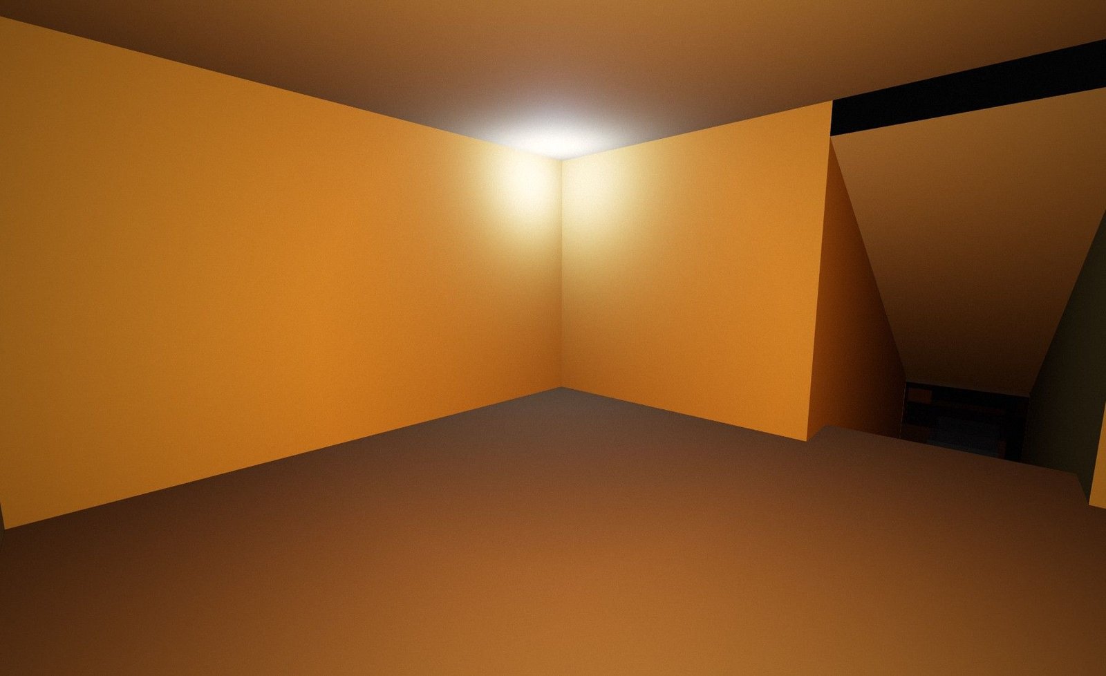 View inside the model of the antechamber with its painted walls.