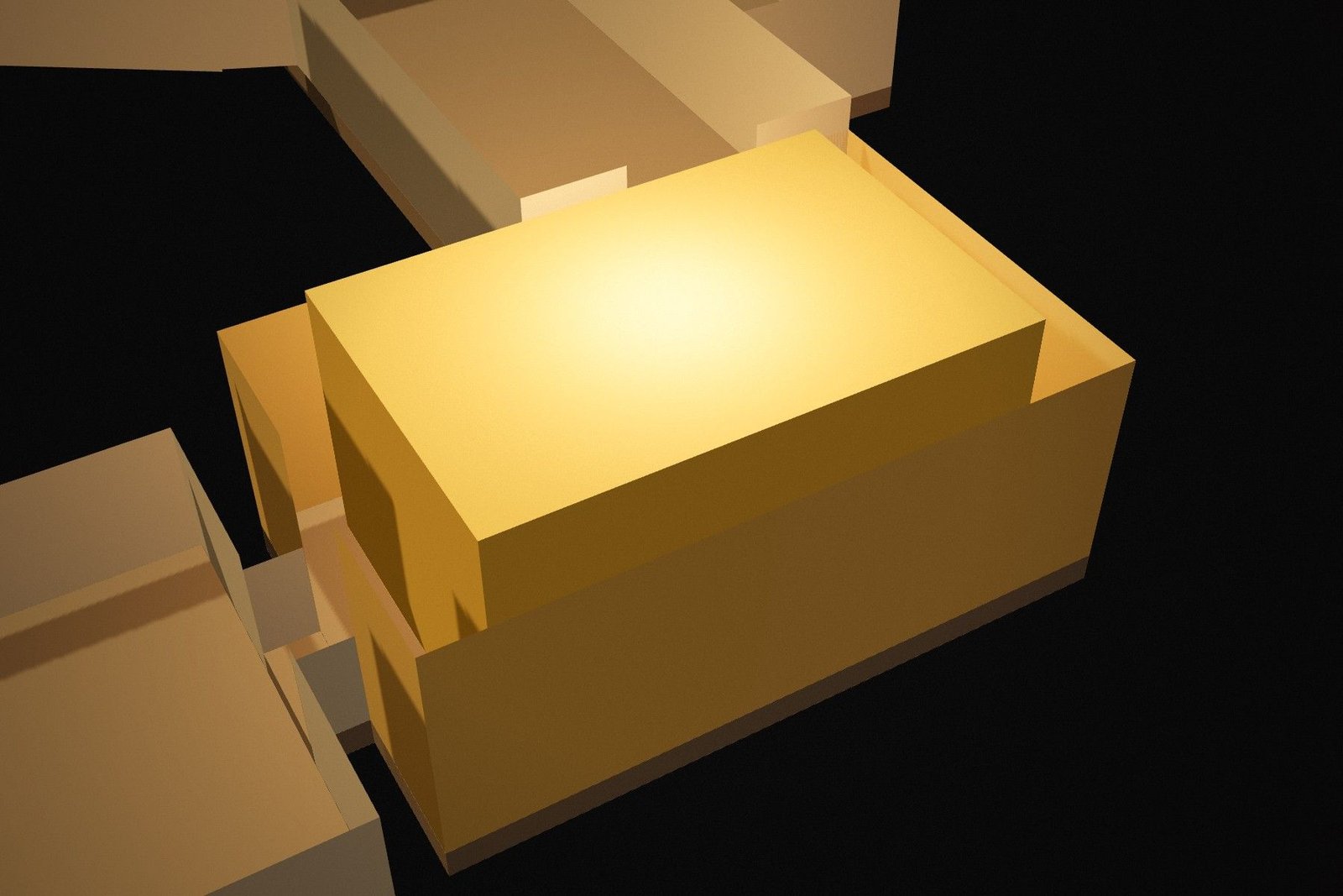 Model of the burial chamber almost filled by the outermost gilded shrine.