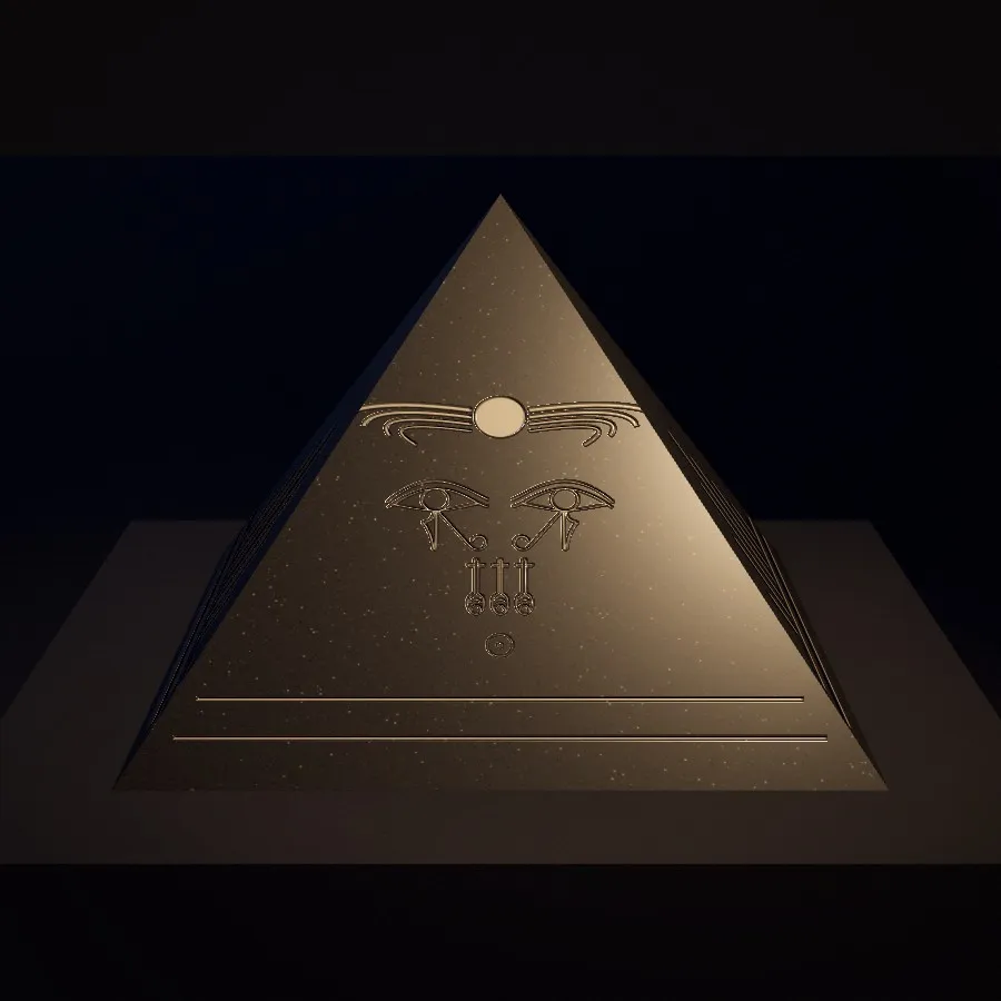 The pyramidion of Amenemhat III turning on its plinth.
