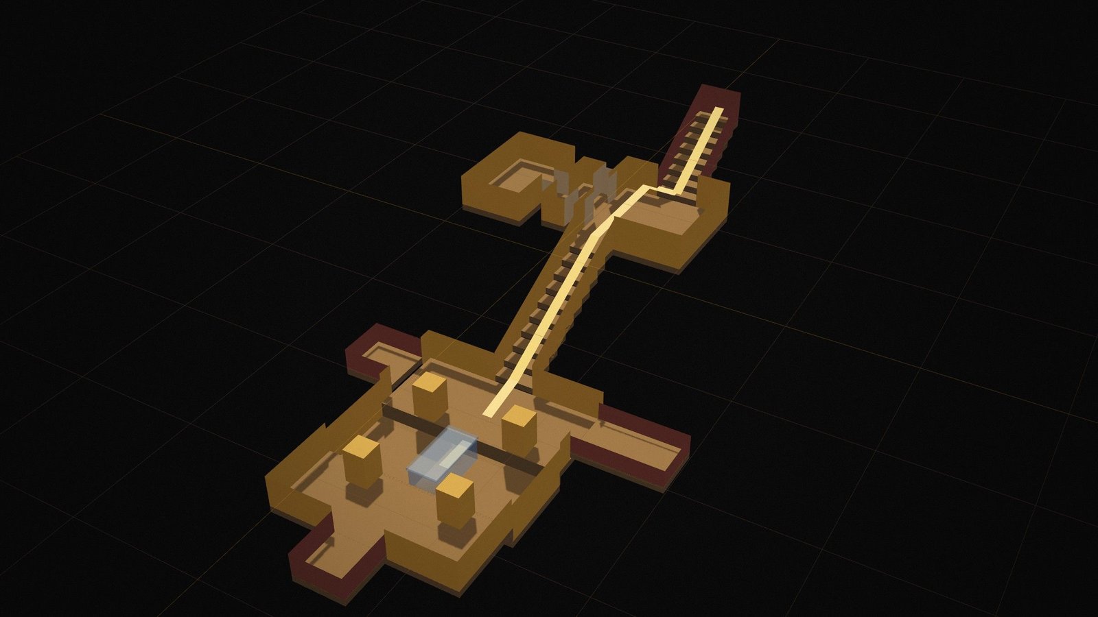 Cut-away 3D model of Nefertari's tomb, showing the upper antechamber and side chamber, the descending stairway and the four-pillared burial chamber below.
