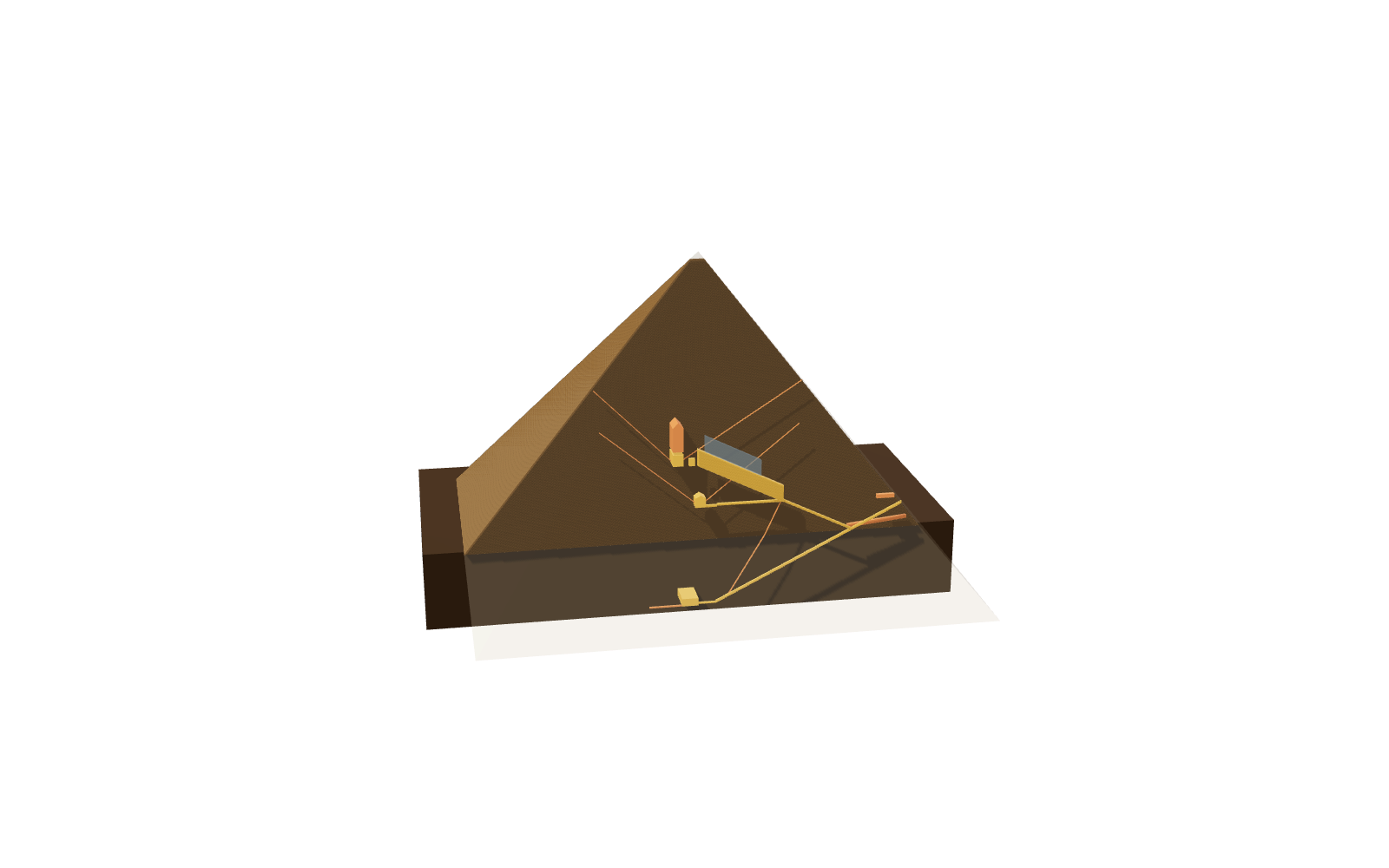 Interactive 3D model of the Great Pyramid of Khufu. View: Cutaway.