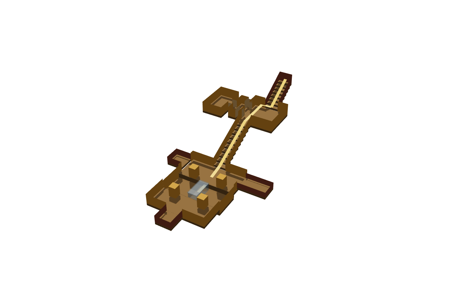 Interactive cut-away model of QV66 on its two levels, with the lost sarcophagus shown as a translucent outline.